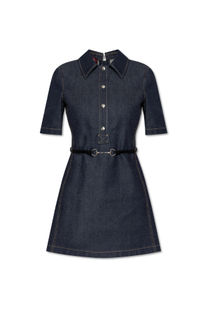 Self-Portrait Denim dress with shimmering crystals | Women's